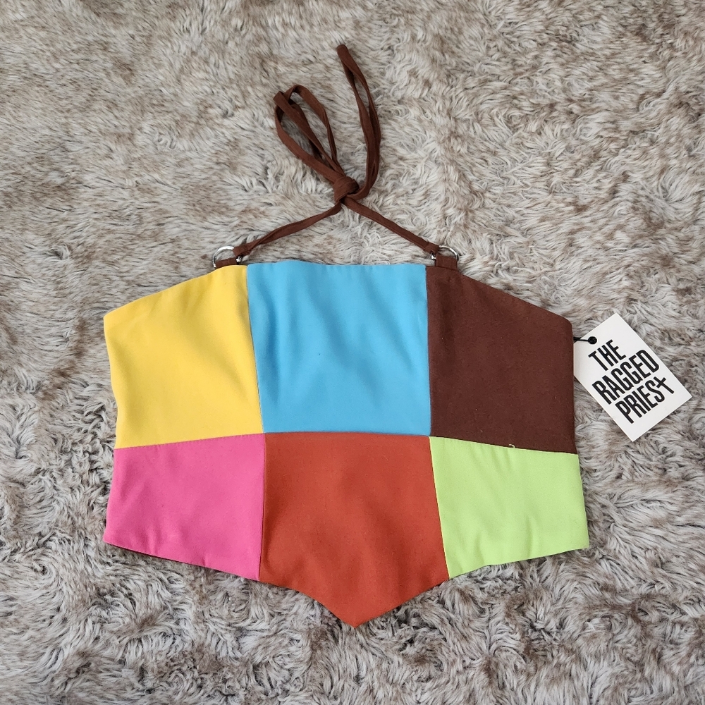 The Ragged Priest Dolls Kill‎ Rodeo Patchwork Halter Top Women's Size 16